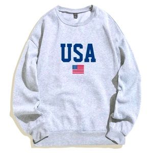 Oversized Letter and Flag Print Thermal Sweatshirt
